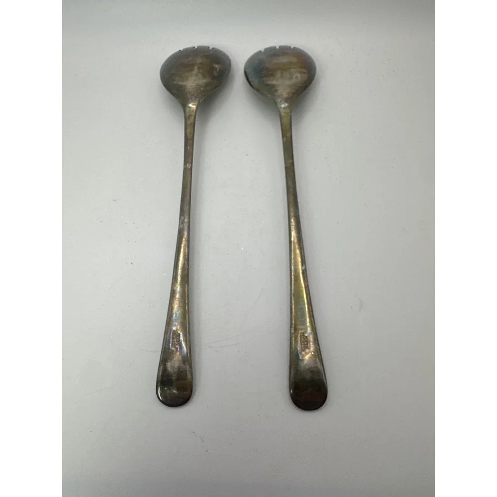 Vintage EPNS England Silver‎ Plate Salad Servers Set of 2 Spork Style 8.5 Inch